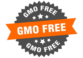 gmo free sign. gmo free circular band label. round gmo free sticker