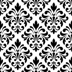 seamless pattern in monochrome colors, baroque ornament, swirls classic