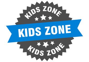 kids zone sign. kids zone circular band label. round kids zone sticker