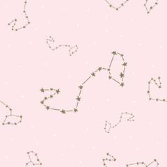Fototapeta na wymiar Constellation stars set horoscope decoration seamless pattern