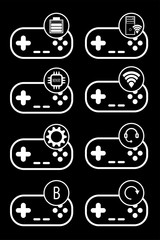 Full set of game joysticks setting icon white thin line - vector illustration eps ten