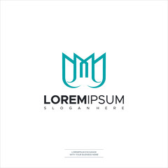 Fototapeta premium Letter M Logo logo of Premium M and leaves, for cosmetics and beauty logos. Beautiful logo design for luxury corporate branding
