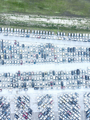 Aerial view of the customs car park
