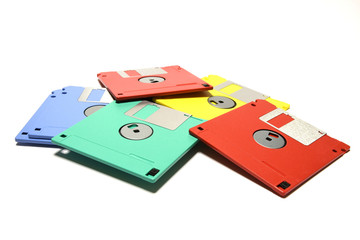 old floppy diskettes isolated on white