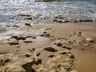 Beautiful beach Praia da Oura in Albufeira at the blue Atlantic ocean