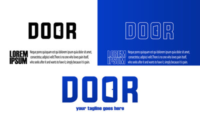 Logo design of Door,logo inspiration of the word DOOR and the Door in letter O.Logotype style. good for manufacturing ,home furniture,etc.