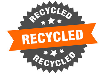 recycled sign. recycled circular band label. round recycled sticker