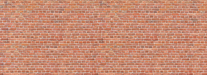 Panele Szklane  Brick wall. Old vintage brick wall pattern. Red brick wall panoramic background.