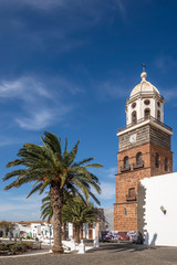Fototapeta na wymiar The beautiful church Iglesia Matriz de Nuestra Señora de Guadalupe in Teguise, Lanzarote, Canary Islands, Spain
