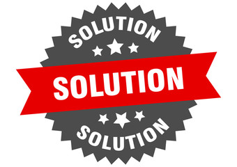 solution sign. solution circular band label. round solution sticker