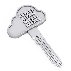 Internet Security Concept. Cloud Key with Digital Entry Keypad. 3d Rendering
