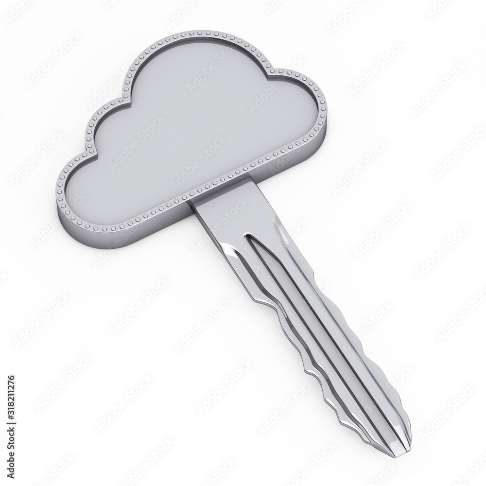 Poster Internet Security Concept. Cloud Key. 3d Rendering