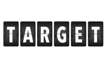 Target Sign as Flip Countdown Mechanical Airport Board. 3d Rendering