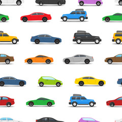 Different city cars seamless background
