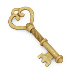 Antique Retro Old Golden Key. 3d Rendering