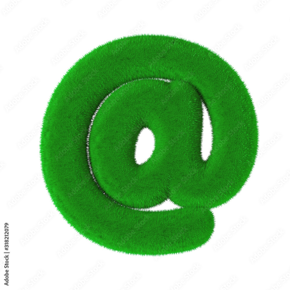 Poster Green Grass Covered Internet Mail E-mail Sign. 3d Rendering