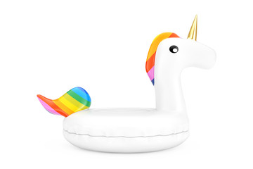 Funny Inflatable Unicorn Ring for Summer Pool. 3d Rendering