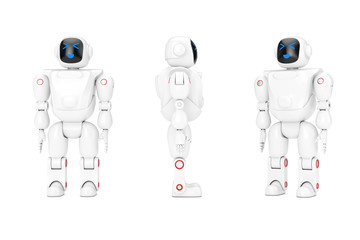 White Futuristic Cartoon Toy Robot. 3d Rendering