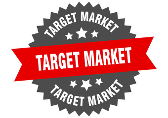 Obraz premium target market sign. target market circular band label. round target market sticker