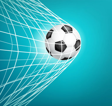 Soccer ball into the net. Goal
