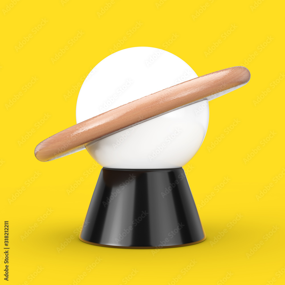 Poster desk night lamp in shape of abstract planet. 3d rendering