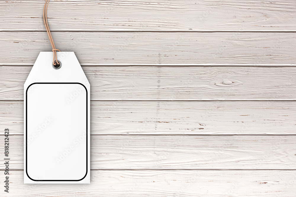 Poster white blank empty label tag with rope and empty space for your design. 3d rendering
