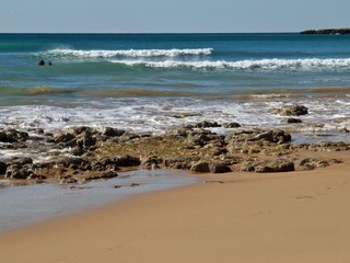 Beautiful beach Praia da Oura in Albufeira at the blue Atlantic ocean