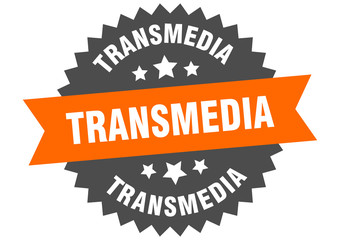 transmedia sign. transmedia circular band label. round transmedia sticker