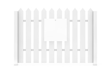 Blank White Paper for Your Design Hanging on a White Wooden Fence. 3d Rendering