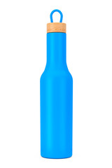 Blue Modern Bottle Mockup with Wooden Cap. 3d Rendering