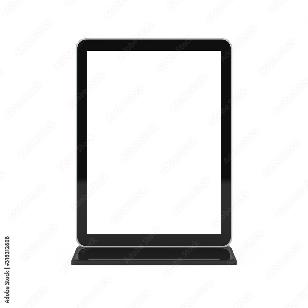 Poster blank trade show lcd screen stand as template for your design. 3d rendering