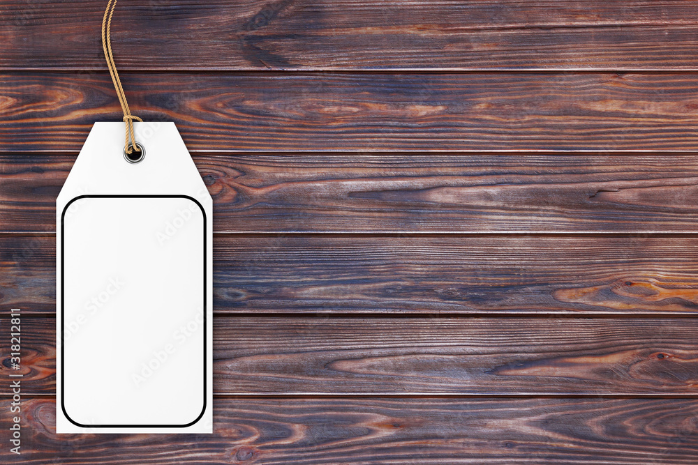 Poster white blank empty label tag with rope and empty space for your design. 3d rendering