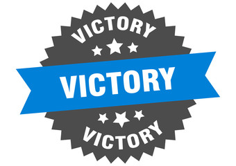 Fototapeta premium victory sign. victory circular band label. round victory sticker
