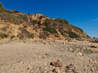 Beautiful beach Praia da Oura in Albufeira at the blue Atlantic ocean