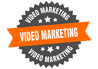 video marketing sign. video marketing circular band label. round video marketing sticker