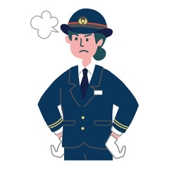 駅員　女性　車掌　怒っている