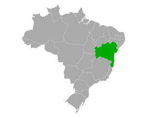 Karte von Bahia in Brasilien