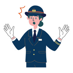 駅員　女性　車掌　びっくり