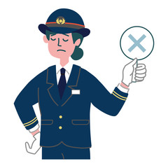 駅員　女性　車掌　マルバツ