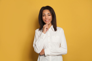 Young smart smiling woman portrait