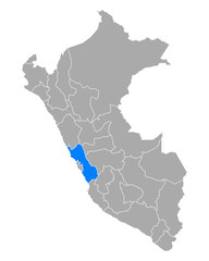 Obraz premium Karte von Region Lima in Peru