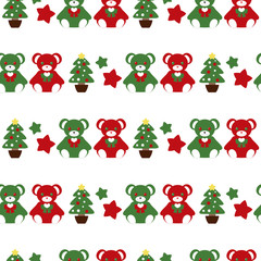 テディベアのクリスマス　シームレスパターン
