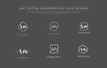 Fototapeta premium Initial letter X M XM bundle for identity and logo. Vector logo template with handwriting and signature style.