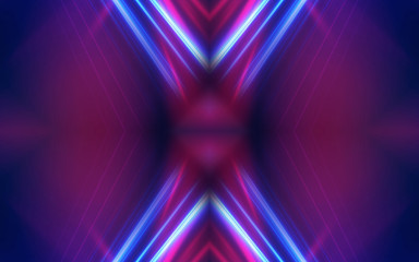 Fototapeta na wymiar Dark abstract futuristic background. Neon glow, light lines, shapes. UV light.