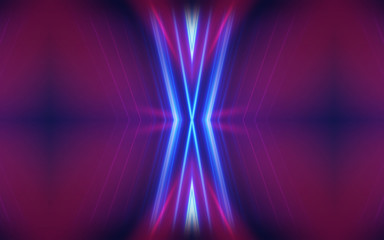 Dark abstract futuristic background. Neon glow, light lines, shapes. UV light.