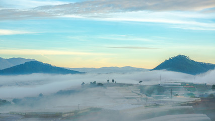 nice landscape ò da lat city, the city in fog and sun