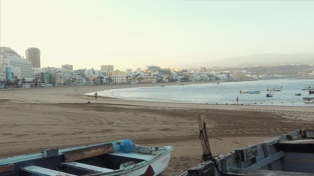 Las canteras beach early in the morning, Gran Canaria, Canary islands, Spain.
