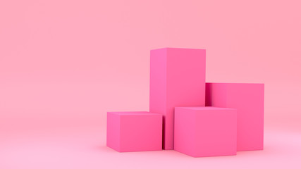 Empty pink box with free space. 3d rendering.