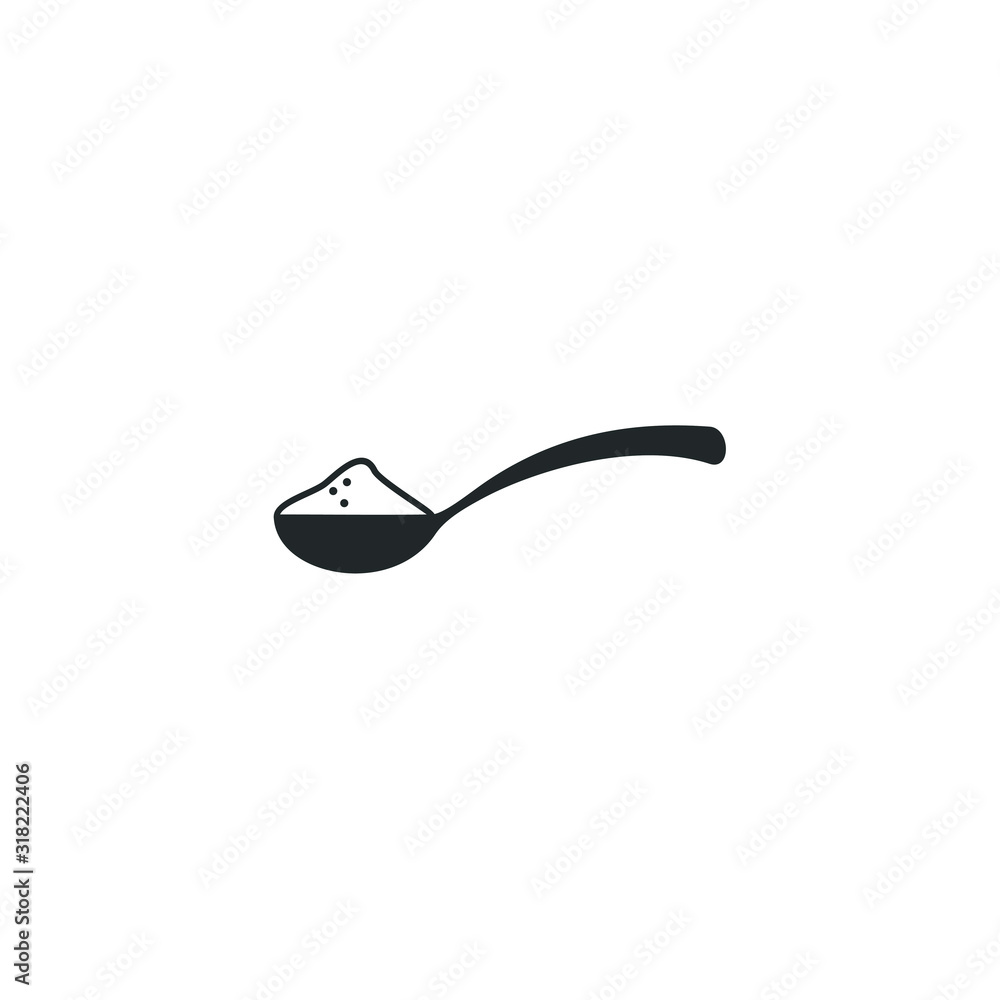 Poster spoon with content icon template color editable. tea spoon with sugar, salt, flour or other symbol v