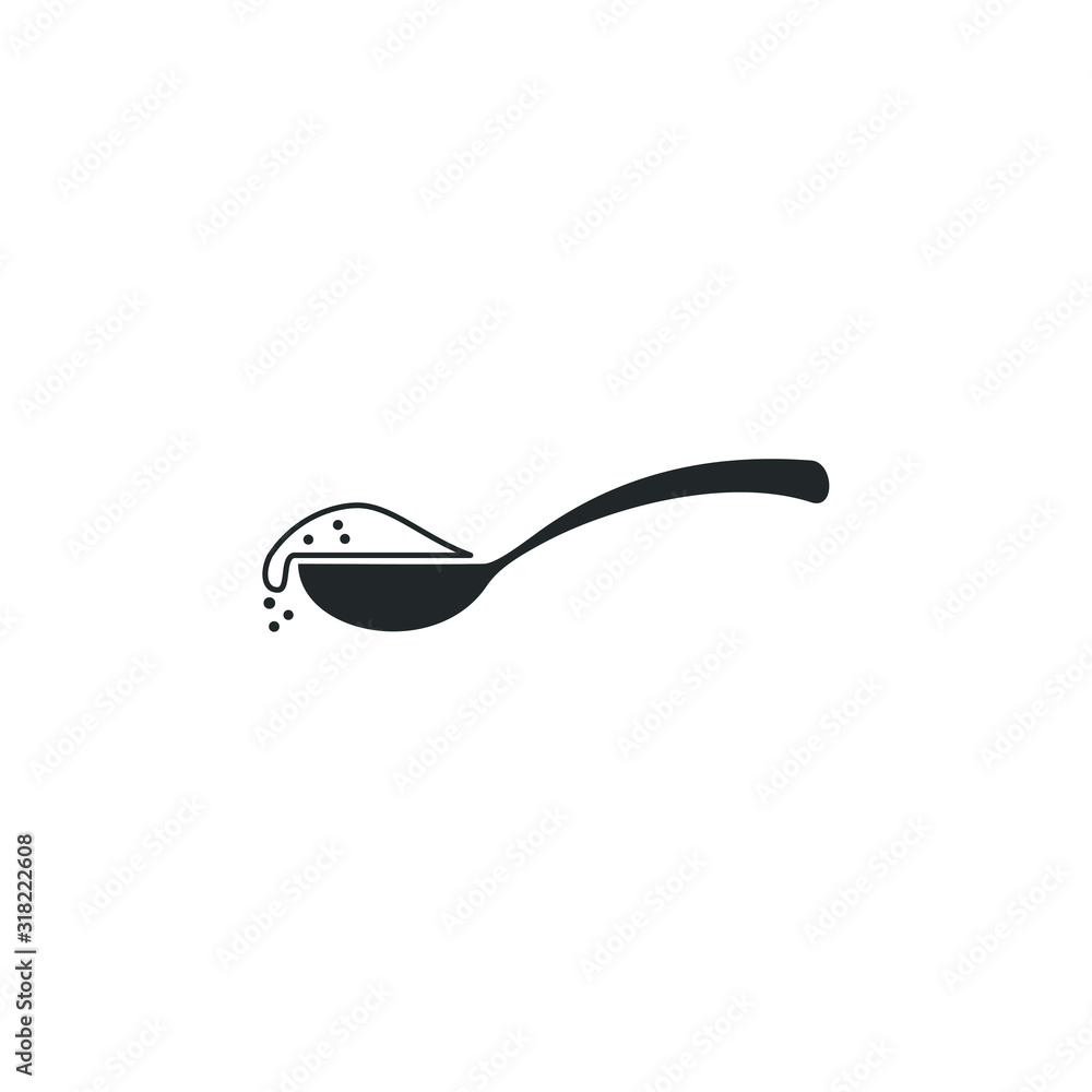 Poster spoon with content icon template color editable. tea spoon with sugar, salt, flour or other symbol v